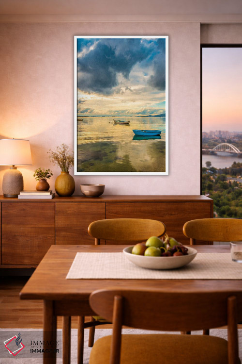 تابلو دکوراتیو قایق آبی اثر نجدت دوزن - D5W