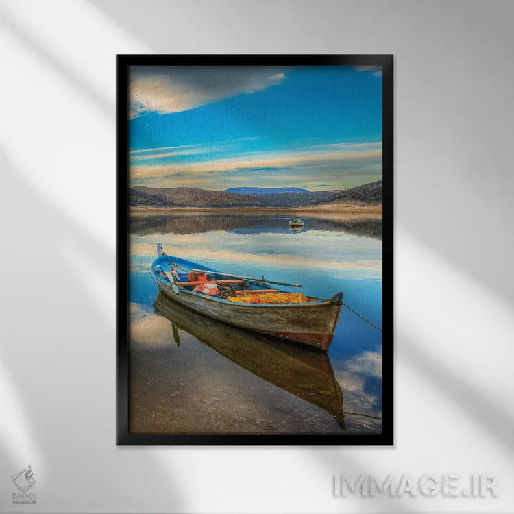 تابلو دکوراتیو دریاچه I اثر نجدت دوزن - نمای قابدار مشکی
