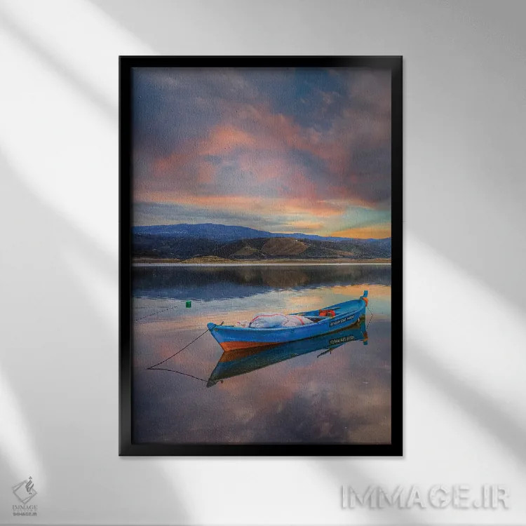 تابلو دکوراتیو دریاچه II اثر نجدت دوزن - نمای قابدار مشکی