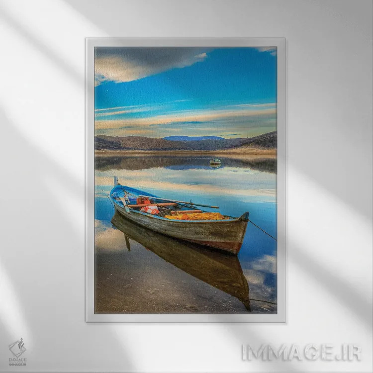 تابلو دکوراتیو دریاچه I اثر نجدت دوزن - نمای قابدار سفید