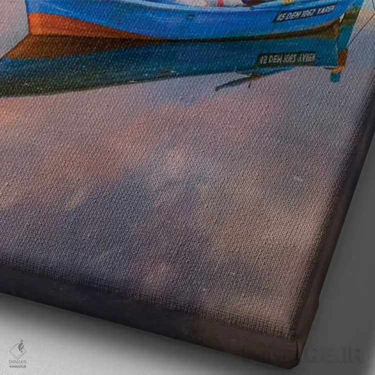 تابلو دکوراتیو دریاچه II اثر نجدت دوزن - نمای نزدیک بافت بوم