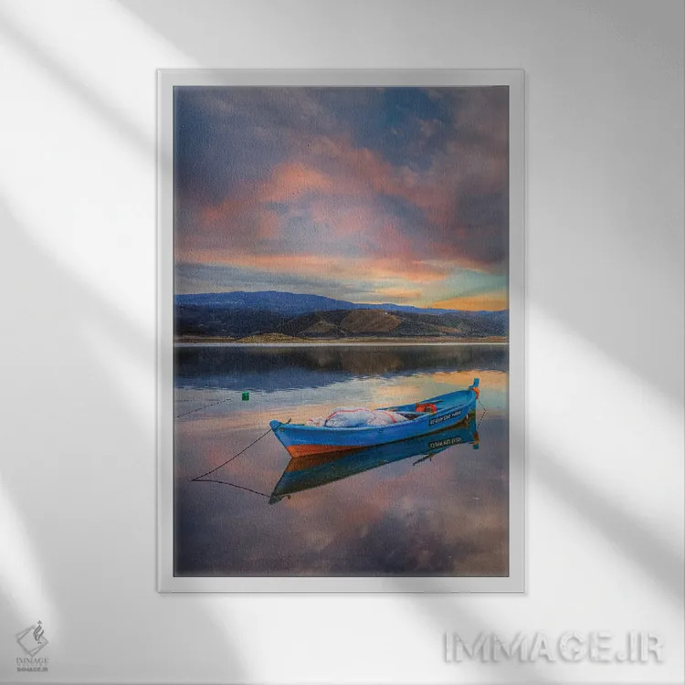 تابلو دکوراتیو دریاچه II اثر نجدت دوزن - نمای قابدار سفید