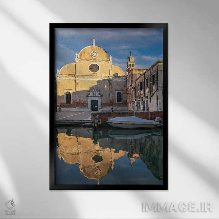 تابلو دکوراتیو نور در ونیز اثر نجدت دوزن - نمای قابدار مشکی