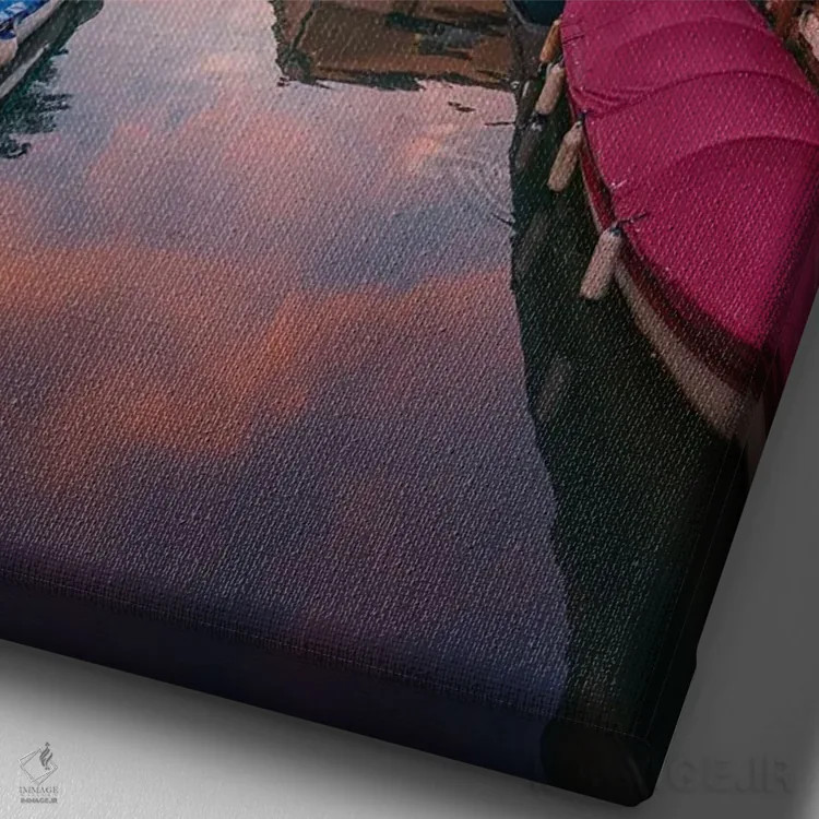 تابلو دکوراتیو غروب کانال در ونیز اثر نجدت دوزن - نمای نزدیک بافت بوم