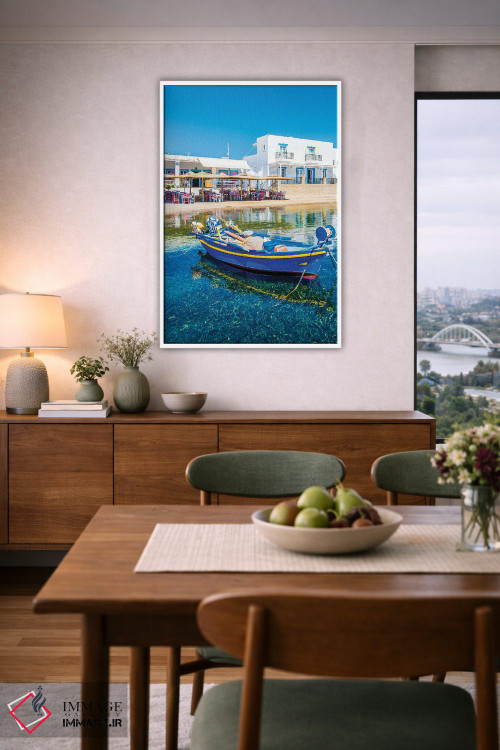 تابلو دکوراتیو قایق جزیره پاتموس اثر نجدت دوزن - D6W