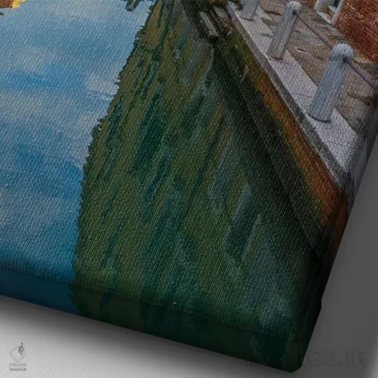 تابلو دکوراتیو یک نمای کانال در ونیز اثر نجدت دوزن - نمای نزدیک بافت بوم