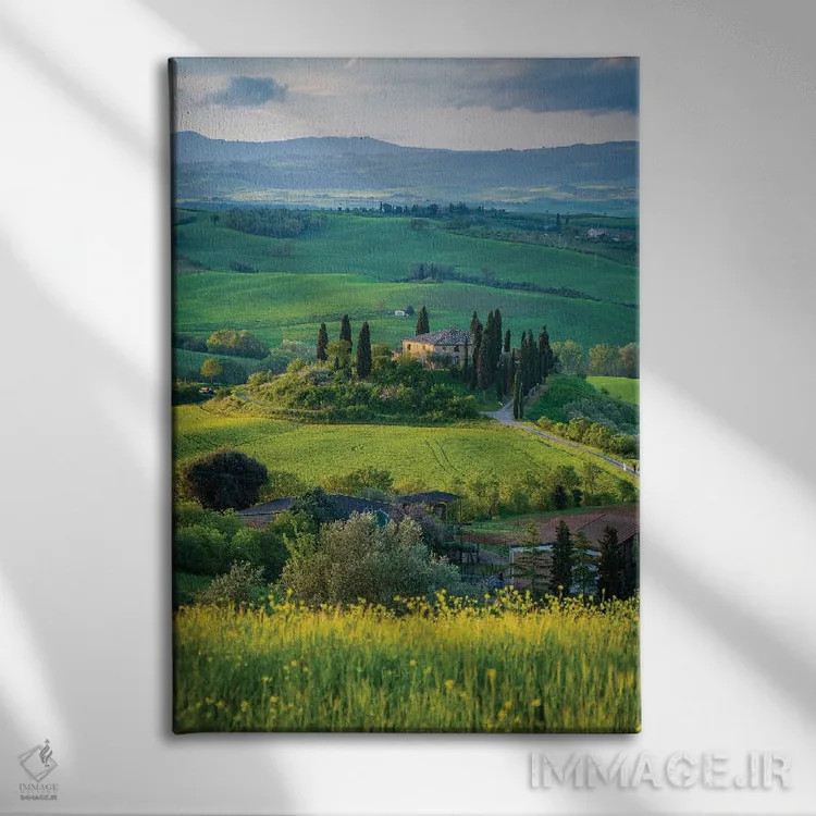 تابلو دکوراتیو منظره توسکانی IV اثر نجدت دوزن - نمای روبهرو روی دیوار