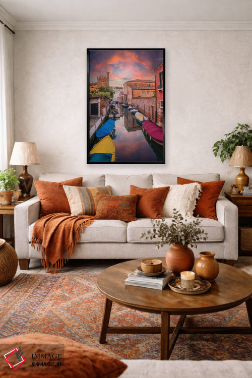تابلو دکوراتیو غروب کانال در ونیز اثر نجدت دوزن - D3B