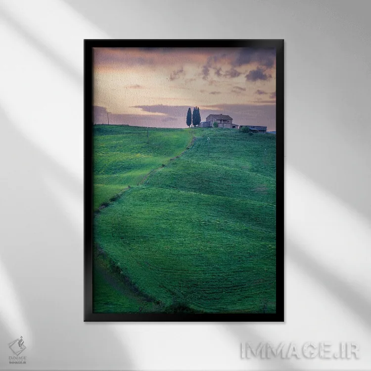 تابلو دکوراتیو منظره توسکانی III اثر نجدت دوزن - نمای قابدار مشکی