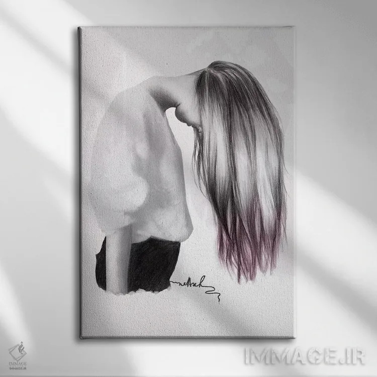 تابلو دکوراتیو افسرده یا پایین اثر نتش - نمای روبهرو روی دیوار