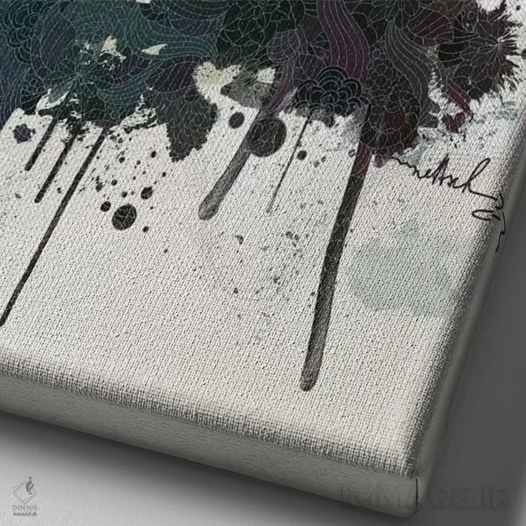 تابلو دکوراتیو موی قرمز اثر نتش - نمای نزدیک بافت بوم