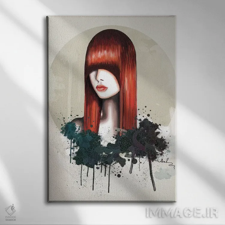 تابلو دکوراتیو موی قرمز اثر نتش - نمای روبهرو روی دیوار