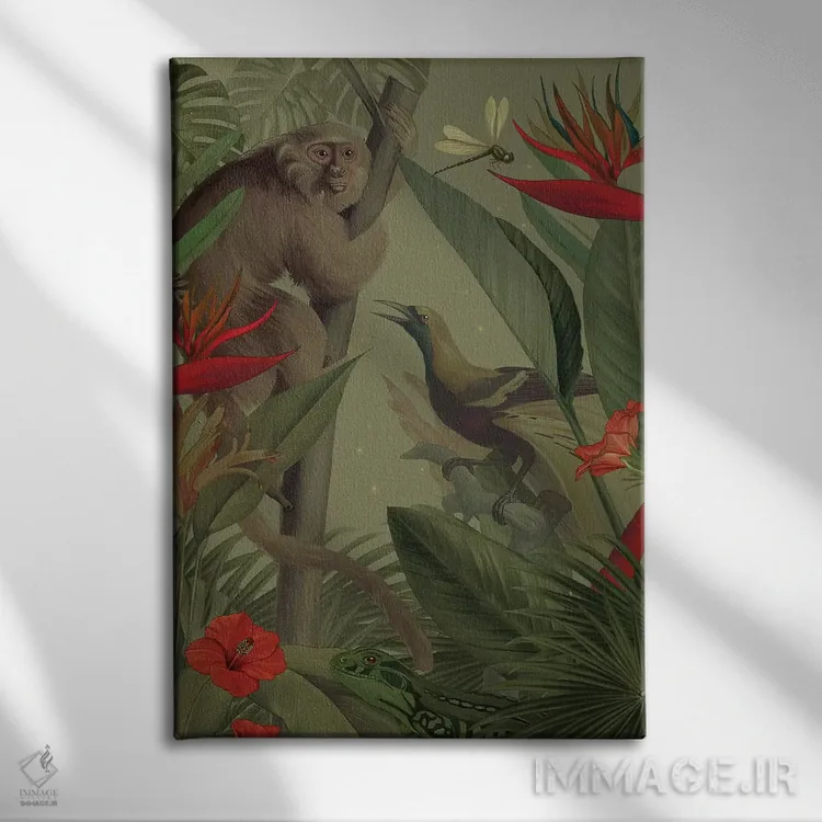 تابلو دکوراتیو به جنگل خوش آمدی اثر نتش - نمای روبهرو روی دیوار