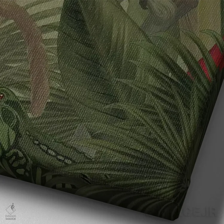 تابلو دکوراتیو به جنگل خوش آمدی اثر نتش - نمای نزدیک بافت بوم