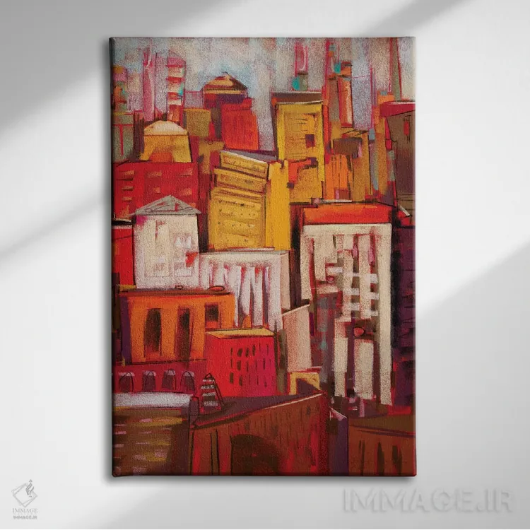 تابلو دکوراتیو درخشش نارنجی X اثر جنیفر گاردنر - نمای روبهرو روی دیوار