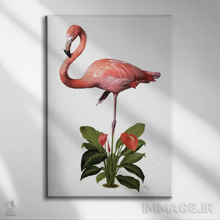 تابلو دکوراتیو دوشیزه فلامینگو اثر نتش - نمای روبهرو روی دیوار