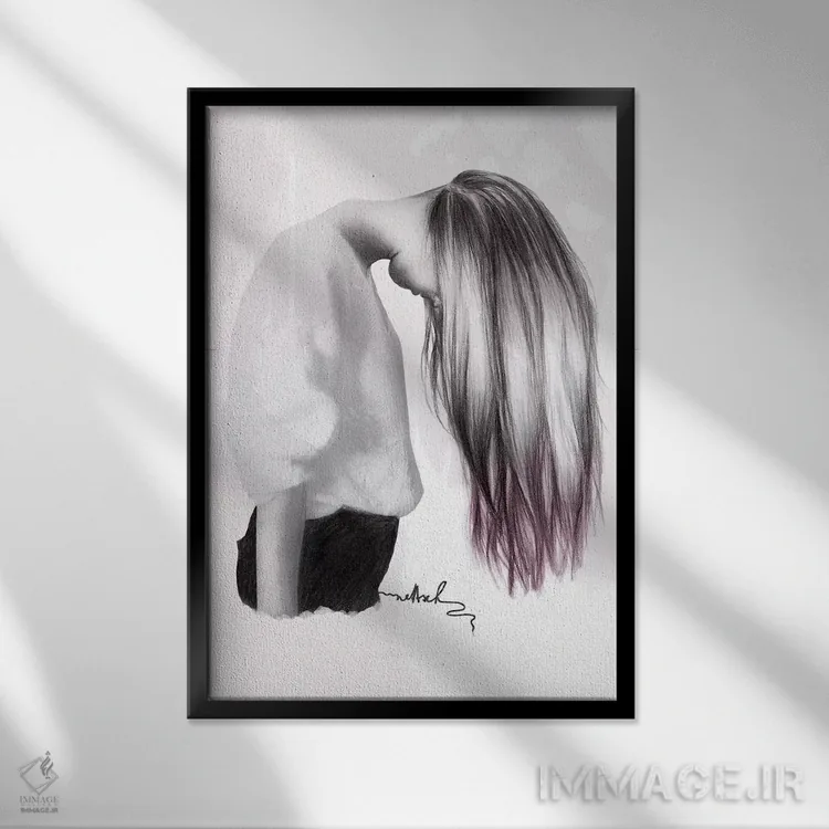 تابلو دکوراتیو افسرده یا پایین اثر نتش - نمای قابدار مشکی