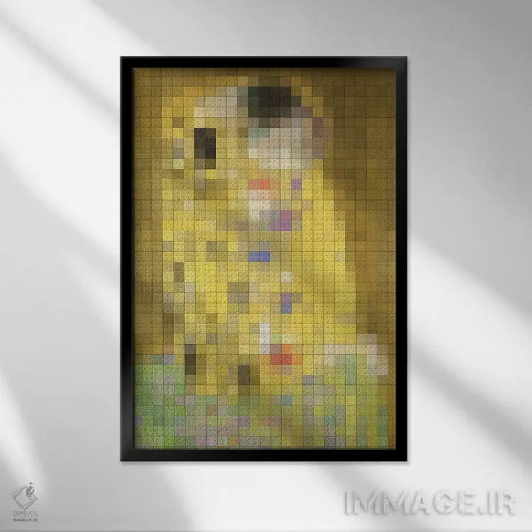 تابلو دکوراتیو بوسه اثر نتش - نمای قابدار مشکی