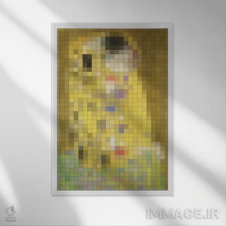 تابلو دکوراتیو بوسه اثر نتش - نمای قابدار سفید