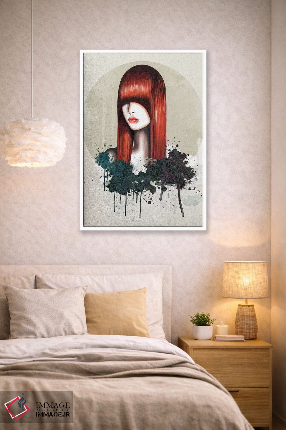 تابلو دکوراتیو موی قرمز اثر نتش - D1W