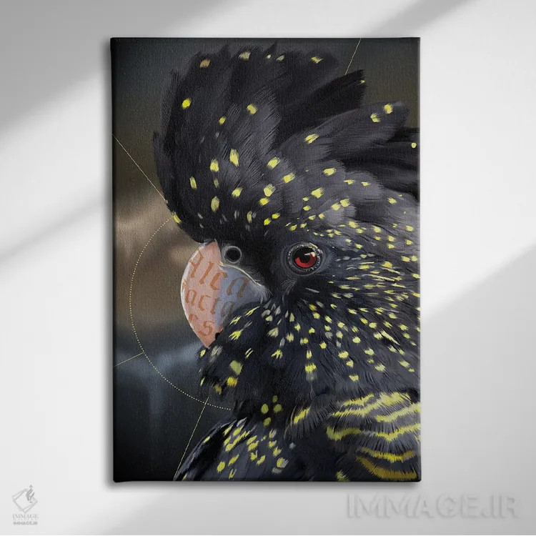 تابلو دکوراتیو طوطی کاکاتو اثر نتش - نمای روبهرو روی دیوار