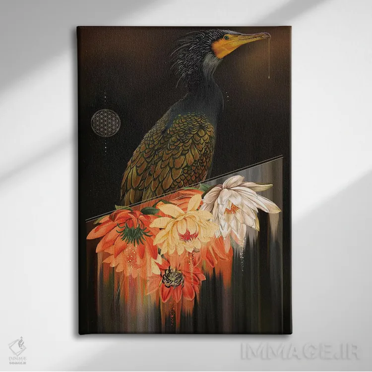 تابلو دکوراتیو قرقی یا مرغ ماهی خوار اثر نتش - نمای روبهرو روی دیوار