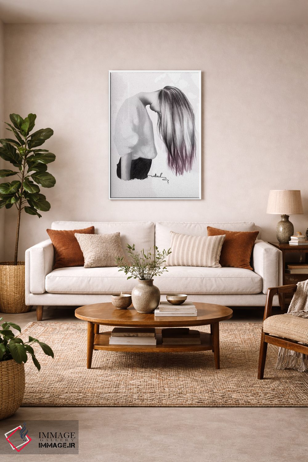 تابلو دکوراتیو افسرده یا پایین اثر نتش - D3W