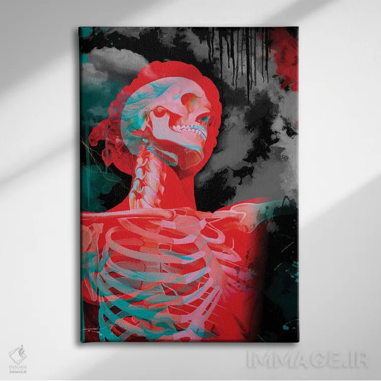 تابلو دکوراتیو Double Exposure,مجسمه، نوردهی مضاعف اثر نتش - نمای روبهرو روی دیوار