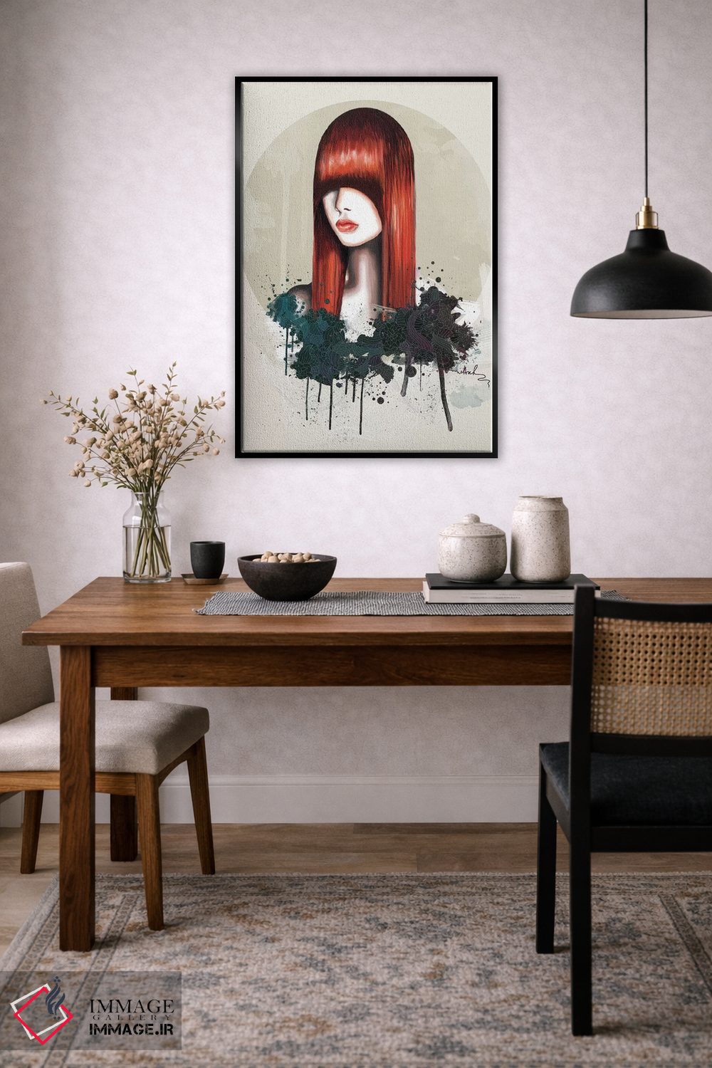 تابلو دکوراتیو موی قرمز اثر نتش - D5B