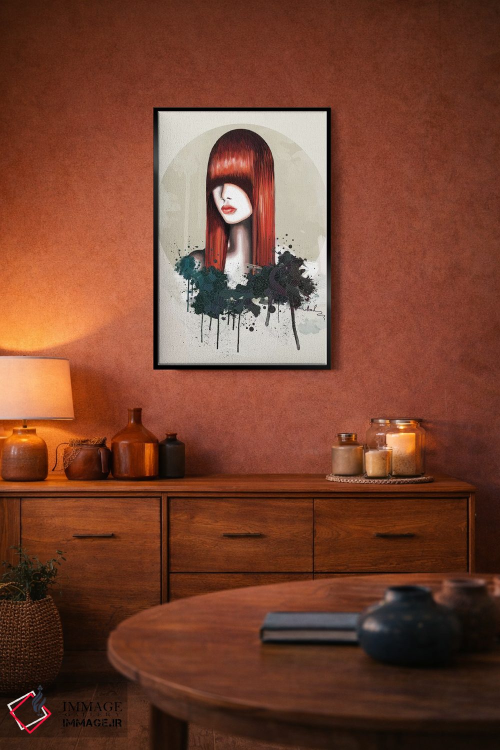 تابلو دکوراتیو موی قرمز اثر نتش - D6B