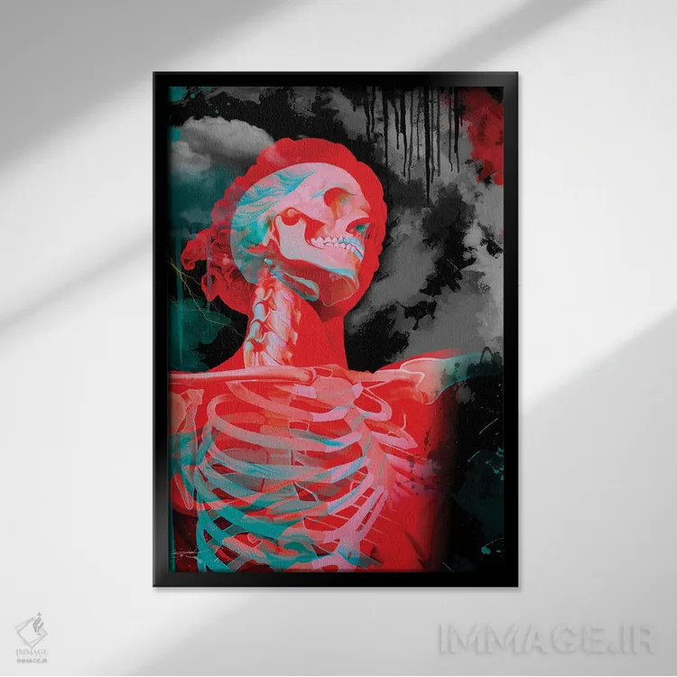 تابلو دکوراتیو Double Exposure,مجسمه، نوردهی مضاعف اثر نتش - نمای قابدار مشکی