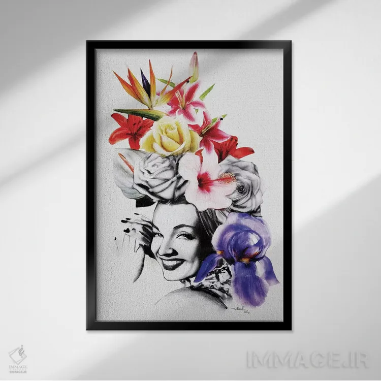 تابلو دکوراتیو چیکا چیکا بوم چیک اثر نتش - نمای قابدار مشکی