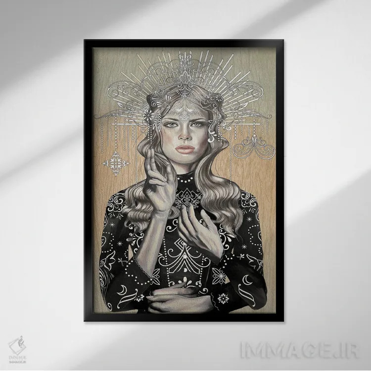 تابلو دکوراتیو نتش اثر نتش - نمای قابدار مشکی