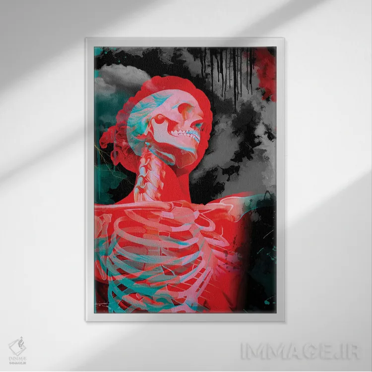 تابلو دکوراتیو Double Exposure,مجسمه، نوردهی مضاعف اثر نتش - نمای قابدار سفید