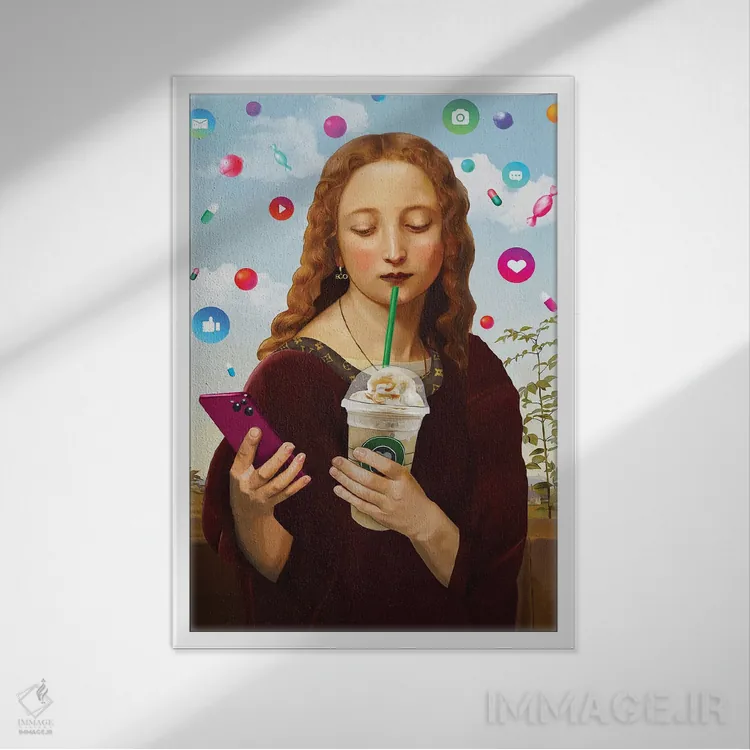 تابلو دکوراتیو روح زمانه اثر نتش - نمای قابدار سفید