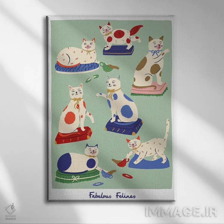 تابلو دکوراتیو گربه های شگفت انگیز اثر نت الیس - نمای روبهرو روی دیوار