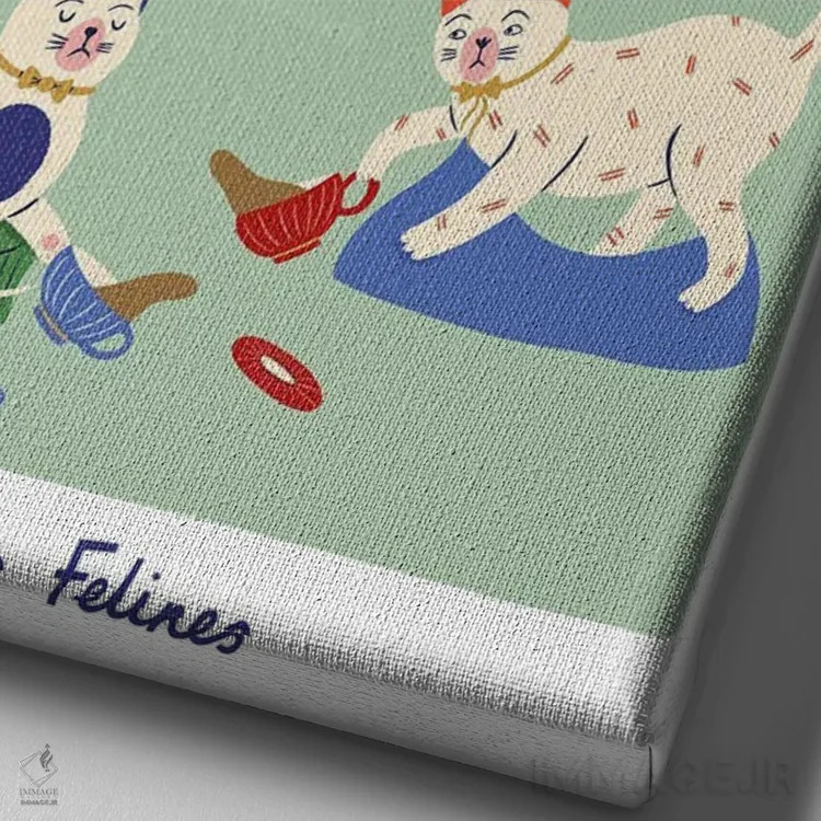 تابلو دکوراتیو گربه های شگفت انگیز اثر نت الیس - نمای نزدیک بافت بوم