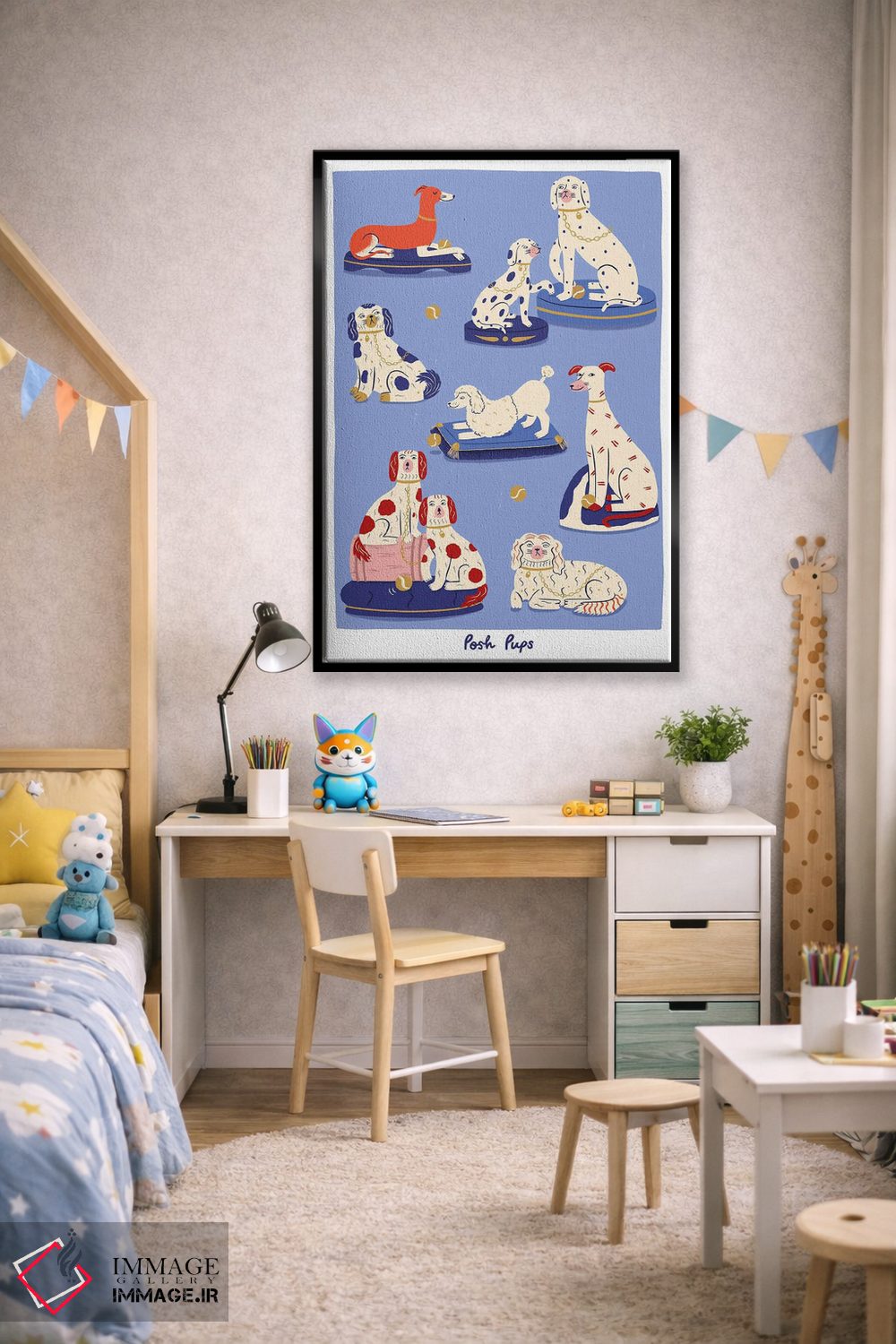 تابلو دکوراتیو توله سگ های اعیانی اثر نت الیس - D2B
