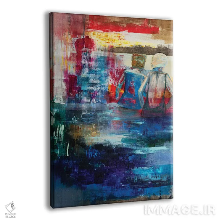 تابلو انتزاعی آیلین و دوستش کنار دریاچه اثر نانسی نگو - نمای پرسپکتیو محصول