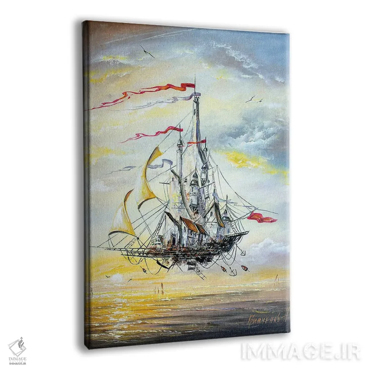 تابلو دکوراتیو شهر پرنده اثر ناتالیا گرینچنکو - نمای پرسپکتیو محصول