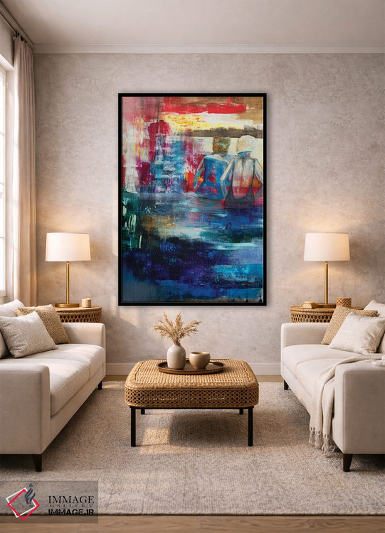 تابلو انتزاعی آیلین و دوستش کنار دریاچه اثر نانسی نگو - D1B