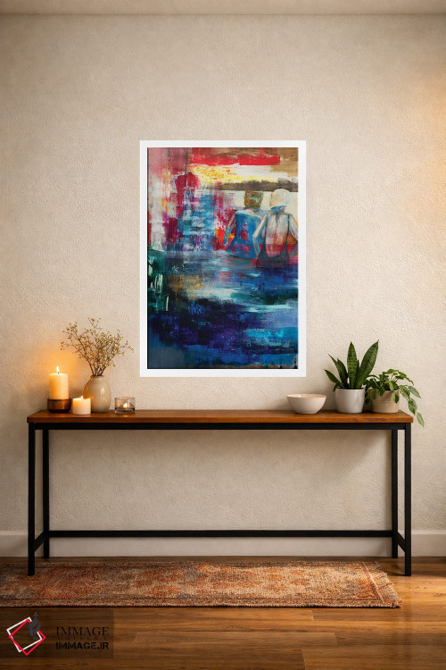 تابلو انتزاعی آیلین و دوستش کنار دریاچه اثر نانسی نگو - D3W