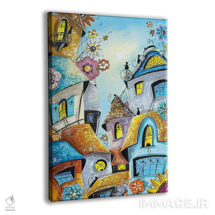تابلو دکوراتیو شهر شگفت انگیز گربه ها اثر ناتالیا گرینچنکو - نمای پرسپکتیو محصول