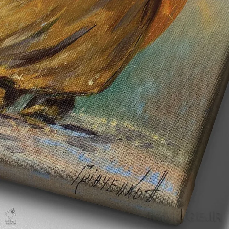 تابلو دکوراتیو فرشته نگهبان قلب مهربان اثر ناتالیا گرینچنکو - نمای نزدیک بافت بوم