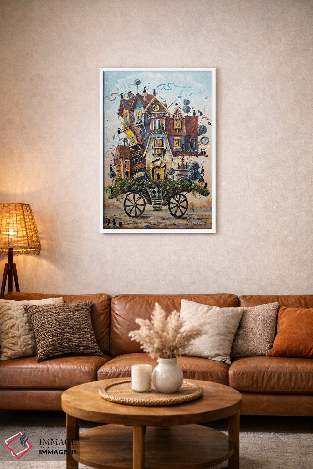 تابلو دکوراتیو سرگرمی جالب در شهر مسافرتی گربه ها اثر ناتالیا گرینچنکو - D1W