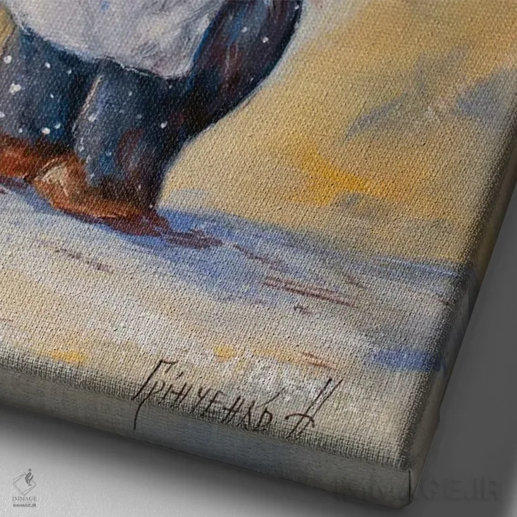 تابلو دکوراتیو فرشته نگهبان رویاهای کودکان اثر ناتالیا گرینچنکو - نمای نزدیک بافت بوم