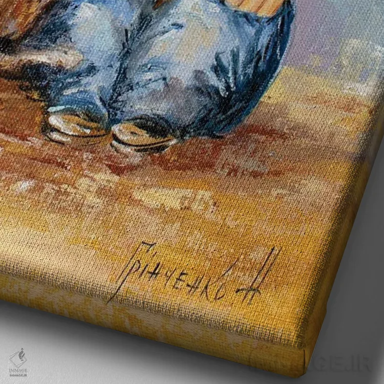 تابلو دکوراتیو فرشته نگهبان وفاداری بی پایان اثر ناتالیا گرینچنکو - نمای نزدیک بافت بوم