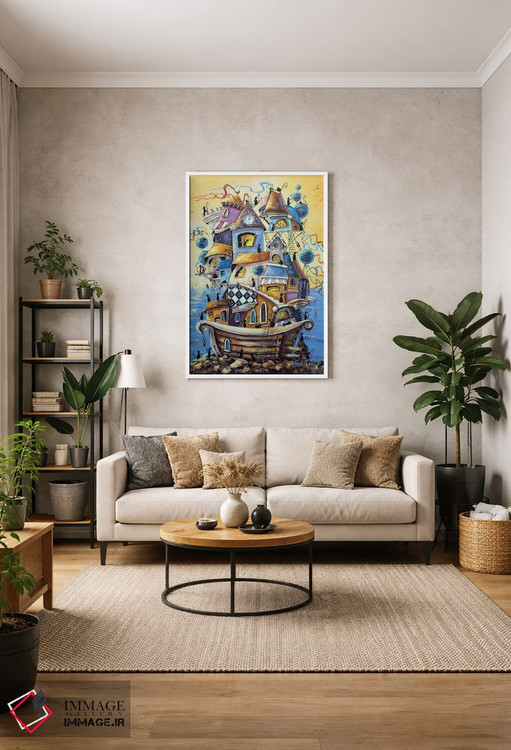 تابلو دکوراتیو شهر گربه ها به زودی در سفر دریایی است اثر ناتالیا گرینچنکو - D1W
