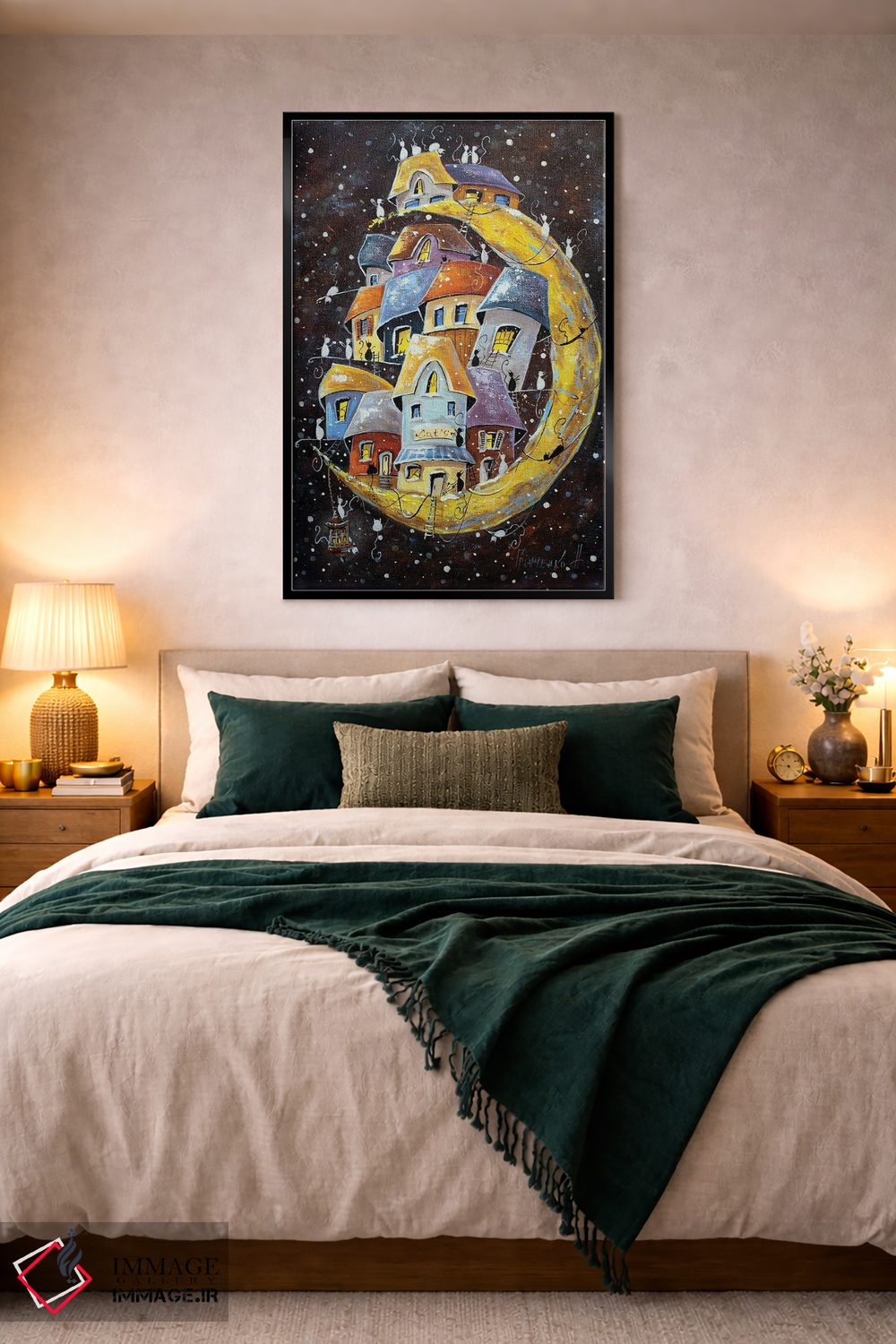 تابلو دکوراتیو ماجراجویی برفی در شهر قمری گربه ها اثر ناتالیا گرینچنکو - D4B