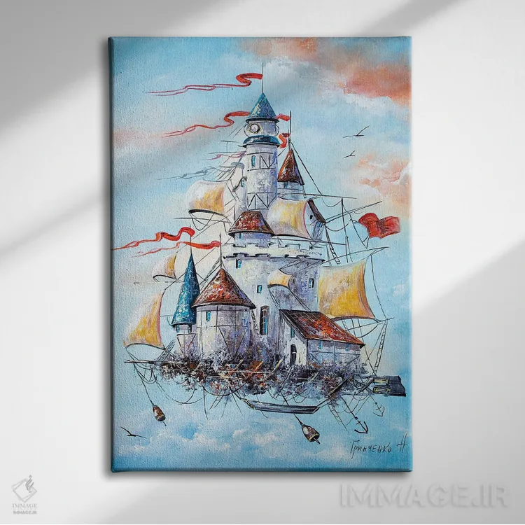 تابلو دکوراتیو قلعه پرنده اثر ناتالیا گرینچنکو - نمای روبهرو روی دیوار